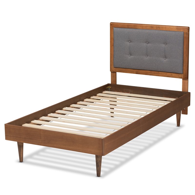 Bowery Hill Dark Grey and Brown Finished Wood Twin Size Platform Bed