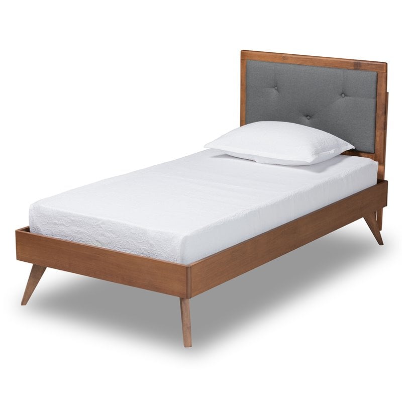 Bowery Hill Dark Grey and Brown Finished Wood Twin Size Platform Bed