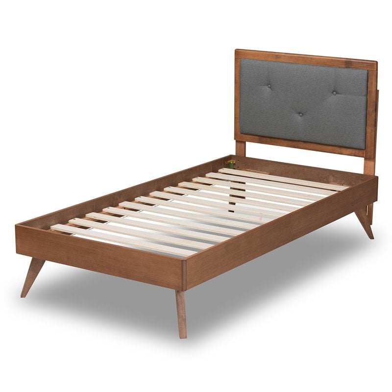 Bowery Hill Dark Grey and Brown Finished Wood Twin Size Platform Bed