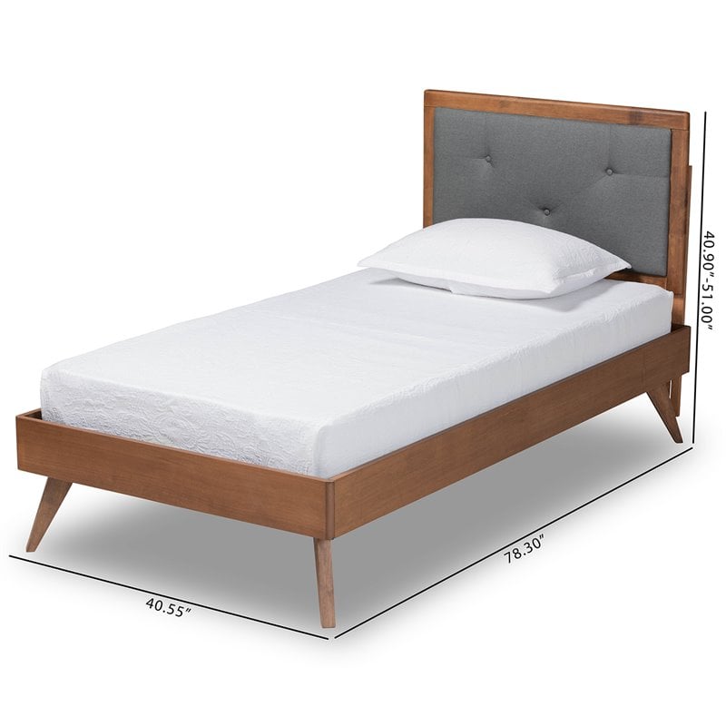 Bowery Hill Dark Grey and Brown Finished Wood Twin Size Platform Bed