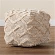 Bowery Hill Moroccan Inspired Ivory Handwoven Wool Blend Pouf Ottoman
