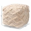 Bowery Hill Moroccan Inspired Ivory Handwoven Wool Blend Pouf Ottoman