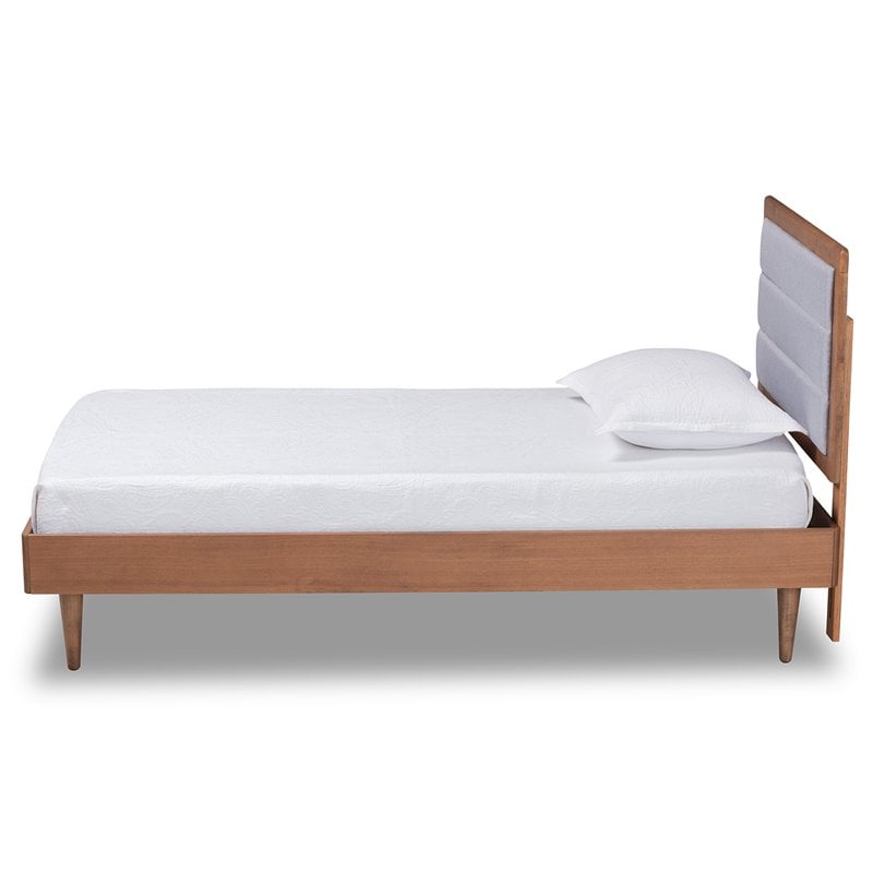 Bowery Hill Light Grey and Brown Finished Wood Twin Size Platform Bed