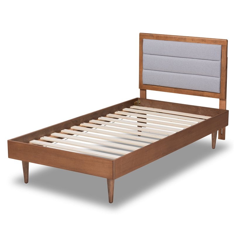 Bowery Hill Light Grey and Brown Finished Wood Twin Size Platform Bed