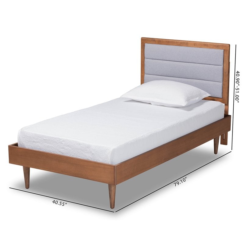 Bowery Hill Light Grey and Brown Finished Wood Twin Size Platform Bed
