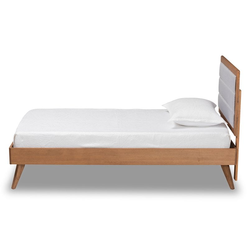 Bowery Hill Light Grey and Brown Finished Wood Twin Size Platform Bed