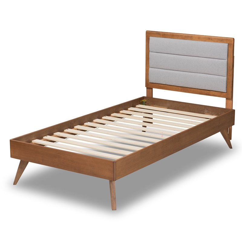 Bowery Hill Light Grey and Brown Finished Wood Twin Size Platform Bed