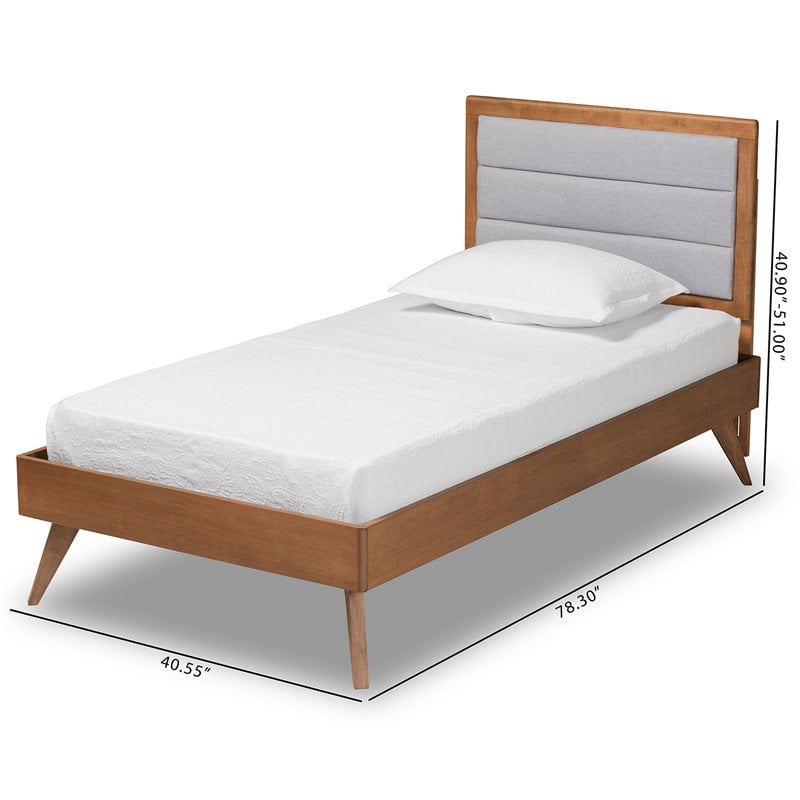 Bowery Hill Light Grey and Brown Finished Wood Twin Size Platform Bed