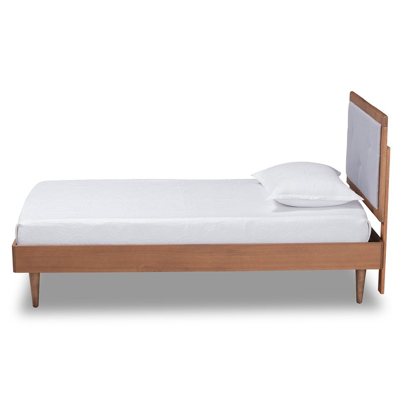 Bowery Hill Light Grey and Brown Finished Wood Twin Size Platform Bed