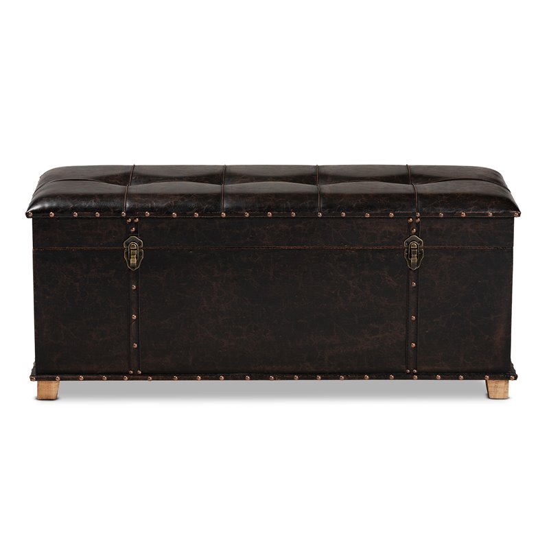 Bowery Hill Rustic Dark Brown and Brown Finished Wood Storage Ottoman
