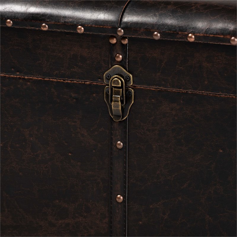 Bowery Hill Rustic Dark Brown and Brown Finished Wood Storage Ottoman