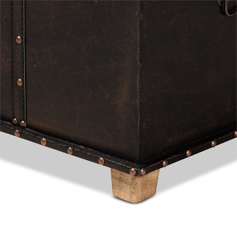 Bowery Hill Rustic Dark Brown and Brown Finished Wood Storage Ottoman