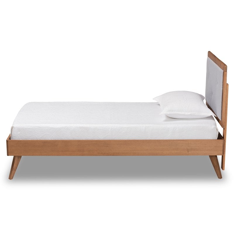 Bowery Hill Light Grey and Brown Finished Wood Twin Size Platform Bed