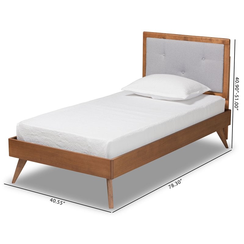 Bowery Hill Light Grey and Brown Finished Wood Twin Size Platform Bed