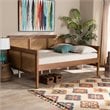 Bowery Hill Modern Rattan Full Size Daybed with Spade Feet in Walnut