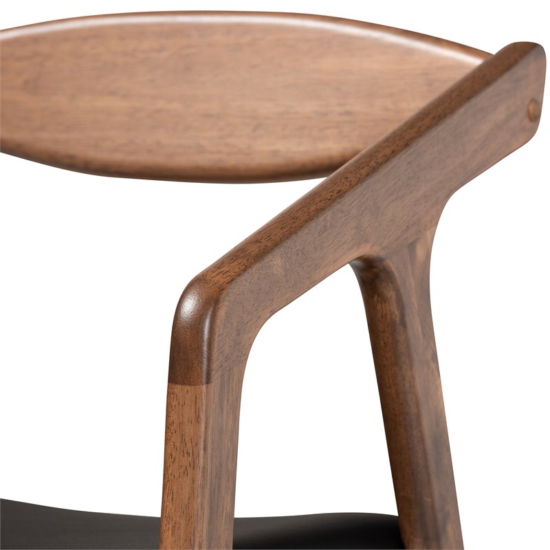 Bowery Hill Black Faux Leather and Brown Finished Wood 7-Piece Dining Set