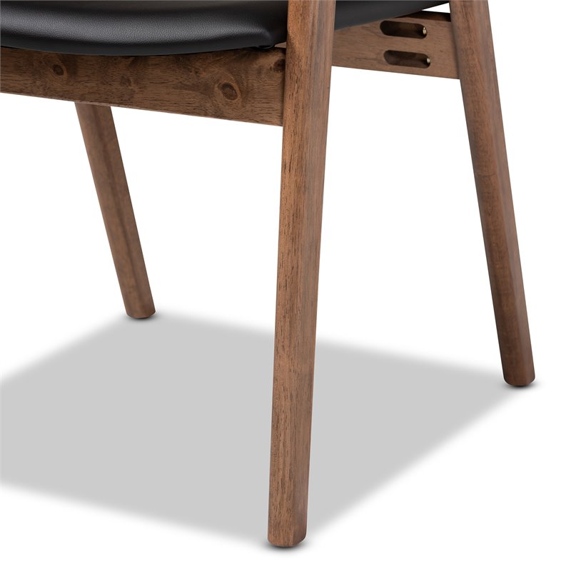 Bowery Hill Black Faux Leather and Brown Finished Wood 7-Piece Dining Set