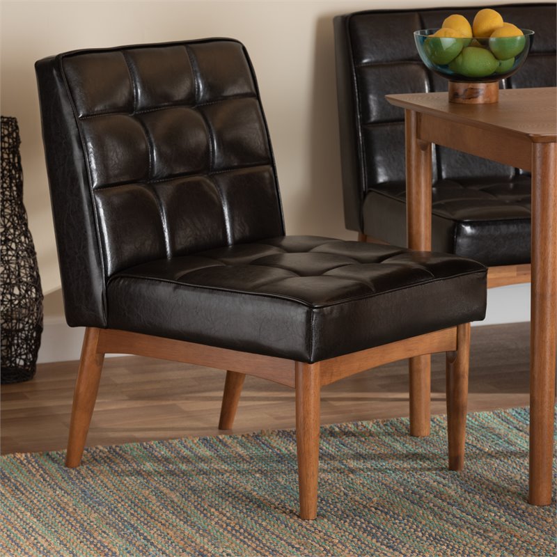 Bowery Hill Mid-Century Brown Finished Wood Dining Chair