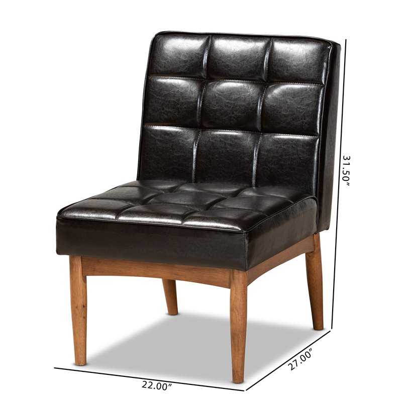 Bowery Hill Mid-Century Brown Finished Wood Dining Chair