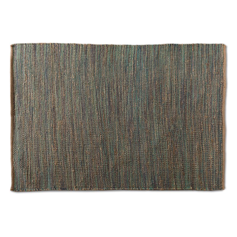 Bowery Hill Modern Blue Handwoven Hemp Blend Area Rug