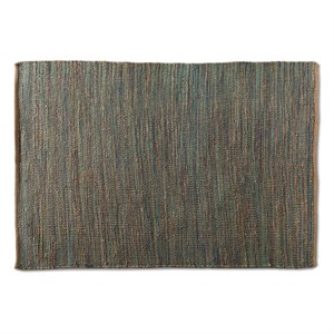 bowery hill modern blue handwoven hemp blend area rug