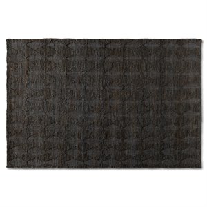 bowery hill modern hand-knotted hemp area rug in dark gray