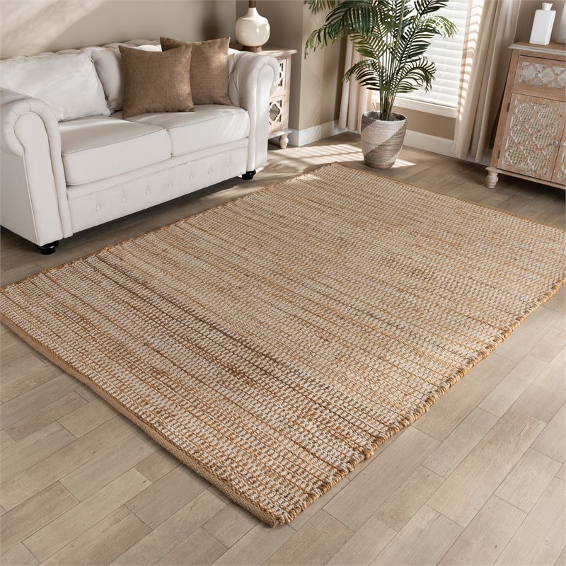 Bowery Hill Modern Natural Handwoven Hemp Blend Area Rug