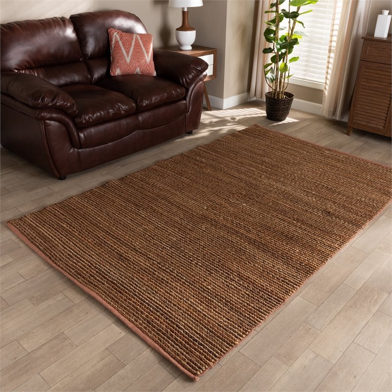 Bowery Hill Modern Natural Handwoven Leather Blend Area Rug
