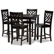 Bowery Hill Dark Brown Finished Wood 5-Piece Pub Set