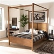 Bowery Hill Brown Finished Wood Queen Size Canopy Bed