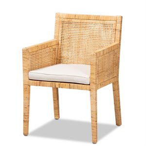 Bowery Hill Natural Finished Wood and Rattan Armchair