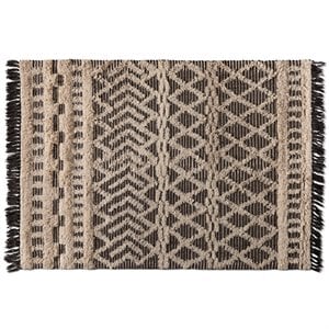 Bowery Hill Ivory and Charcoal Handwoven Wool Area Rug