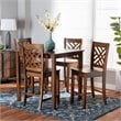 Bowery Hill Walnut Brown Finished Wood 5-Piece Pub Set