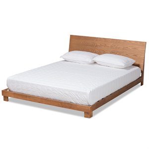 Bowery Hill Brown Finished Wood Queen Size Platform Bed