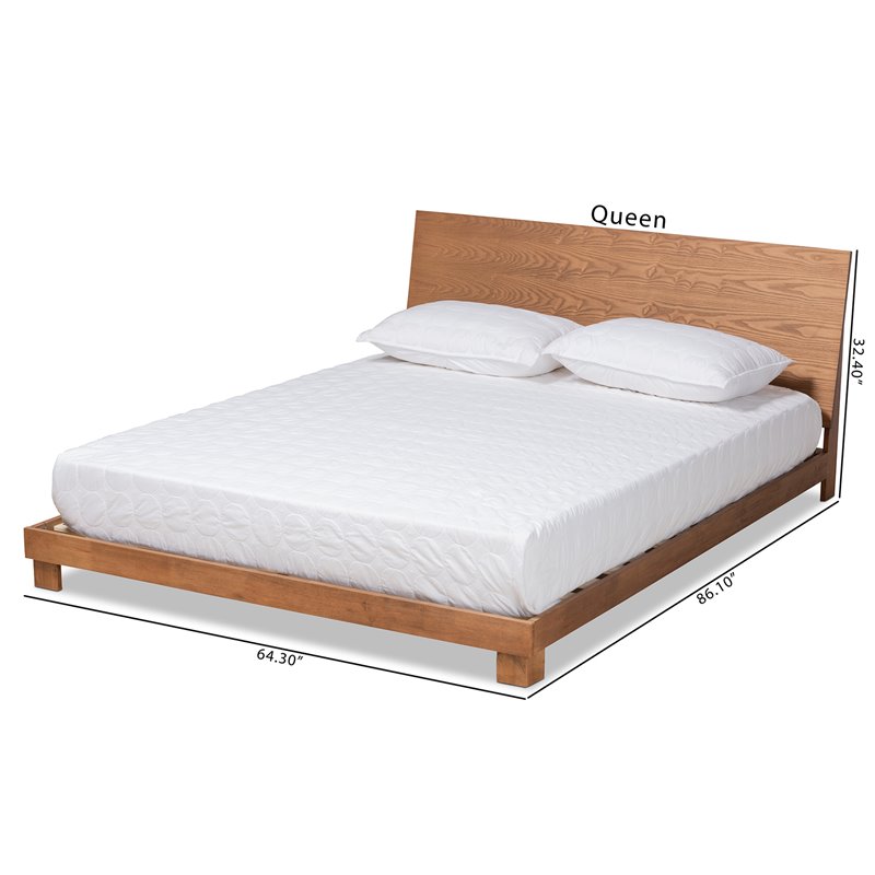 Bowery Hill Brown Finished Wood Queen Size Platform Bed