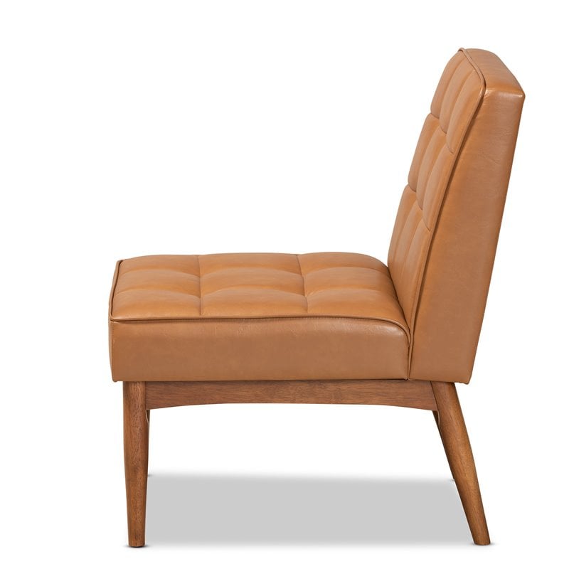 Bowery Hill Tan Walnut Brown Finished Wood Dining Chair