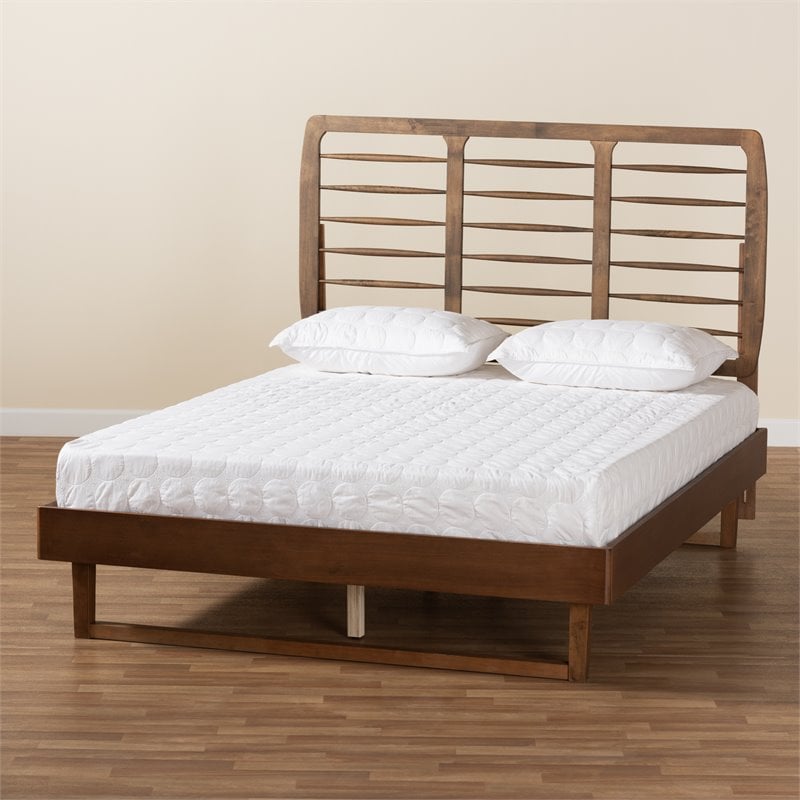 Bowery Hill Brown Finished Wood Queen Size Platform Bed