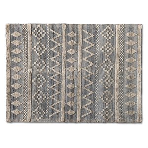 bowery hill modern ivory and blue handwoven wool blend area rug