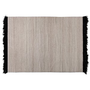 bowery hill modern beige and black handwoven wool blend area rug