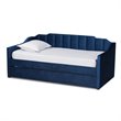 Bowery Hill Navy Blue Velvet Twin Size Daybed with Trundle