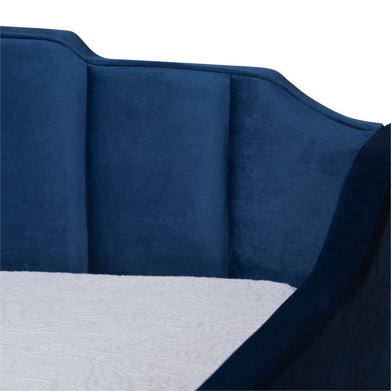 Bowery Hill Navy Blue Velvet Twin Size Daybed with Trundle