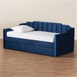 Bowery Hill Navy Blue Velvet Twin Size Daybed with Trundle