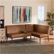 Bowery Hill Faux Leather Tan Dining Set Rectangular Channel Tufted 74.4