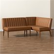 Bowery Hill Faux Leather Tan Dining Set Rectangular Channel Tufted 74.4
