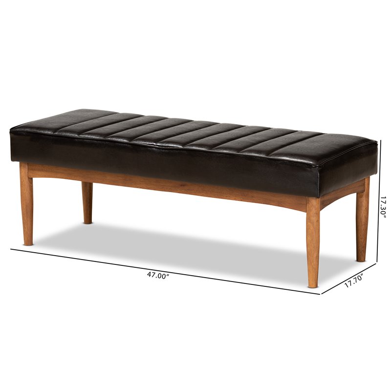 Bowery Hill Dark Brown and Brown Finished Wood Dining Bench