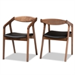 Bowery Hill Black Faux Leather Wood 2-Piece Dining Chair Set
