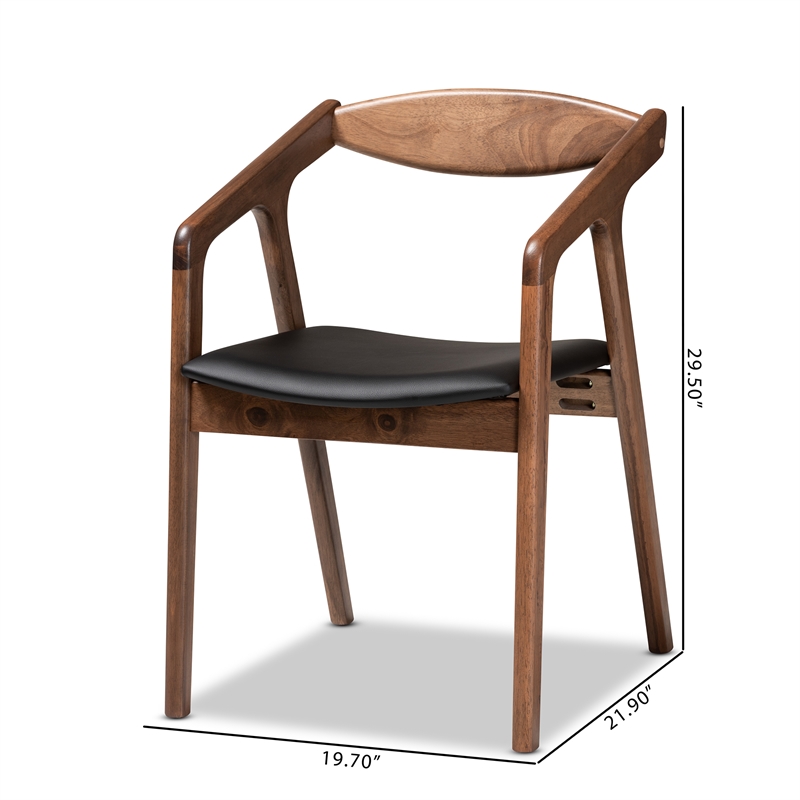 Bowery Hill Black Faux Leather Wood 2-Piece Dining Chair Set