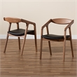 Bowery Hill Black Faux Leather Wood 2-Piece Dining Chair Set