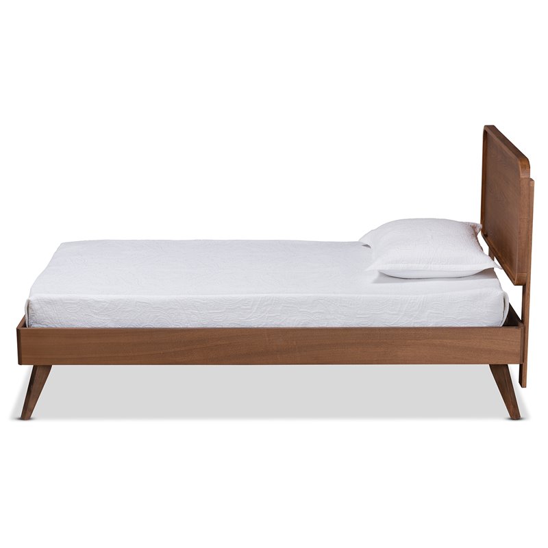 Bowery Hill Walnut Brown Finished Wood Twin Size Platform Bed