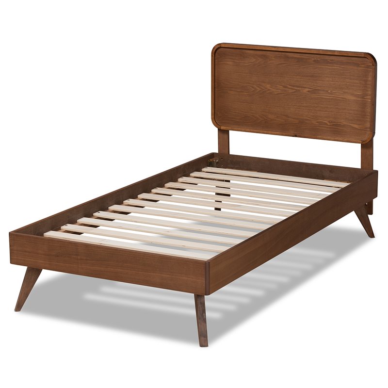 Bowery Hill Walnut Brown Finished Wood Twin Size Platform Bed